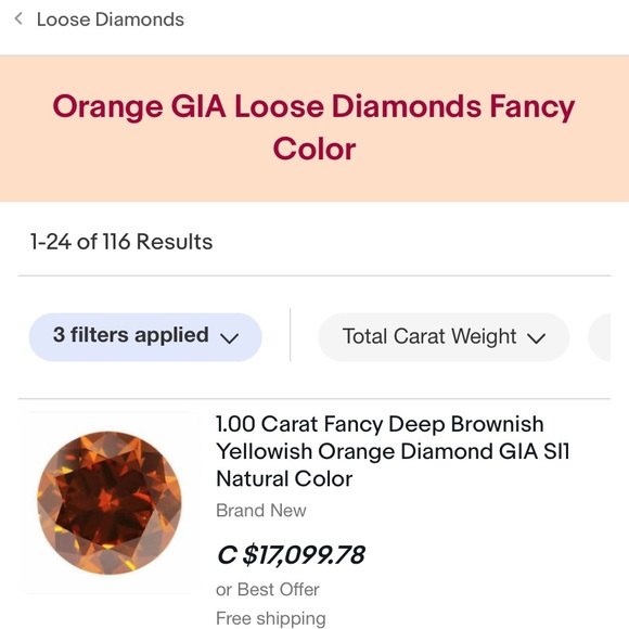 ***SOLD***1.62 tc Fancy Orange Diamond Ring - Picture 7 of 7